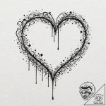 Tattoo design a heart outlined in fine line,… – tattoo sketch (№1752856609_0, 18.07.2025 16:36) — tattoovalue.net