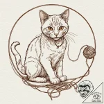 Tattoo design a small, mischievous cat playin… – tattoo sketch (№1752857032_0, 18.07.2025 16:43) — tattoovalue.net