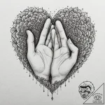 Tattoo design a hand covering a heart, symbol… – tattoo sketch (№1752857288_0, 18.07.2025 16:48) — tattoovalue.net