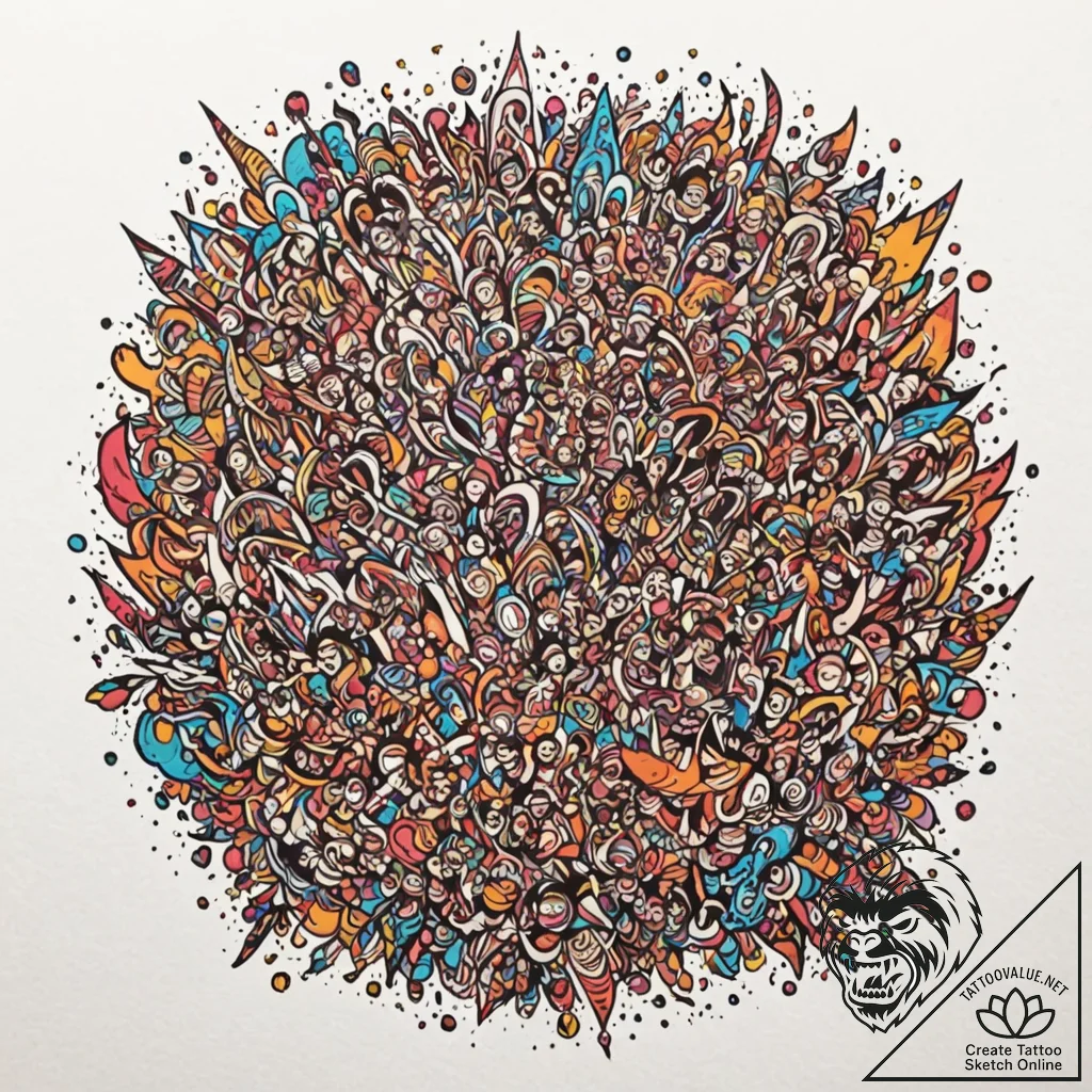 The colorful chaos of the holi festival in in... - tattoo sketch (№1752857373_0, 18.07.2025 16:49) — tattoovalue.net
