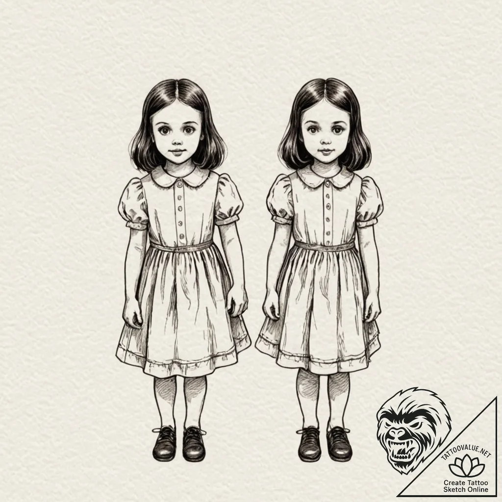 A neo-traditional tattoo of the grady twins f... - tattoo sketch (№1752857544_0, 18.07.2025 16:52) — tattoovalue.net