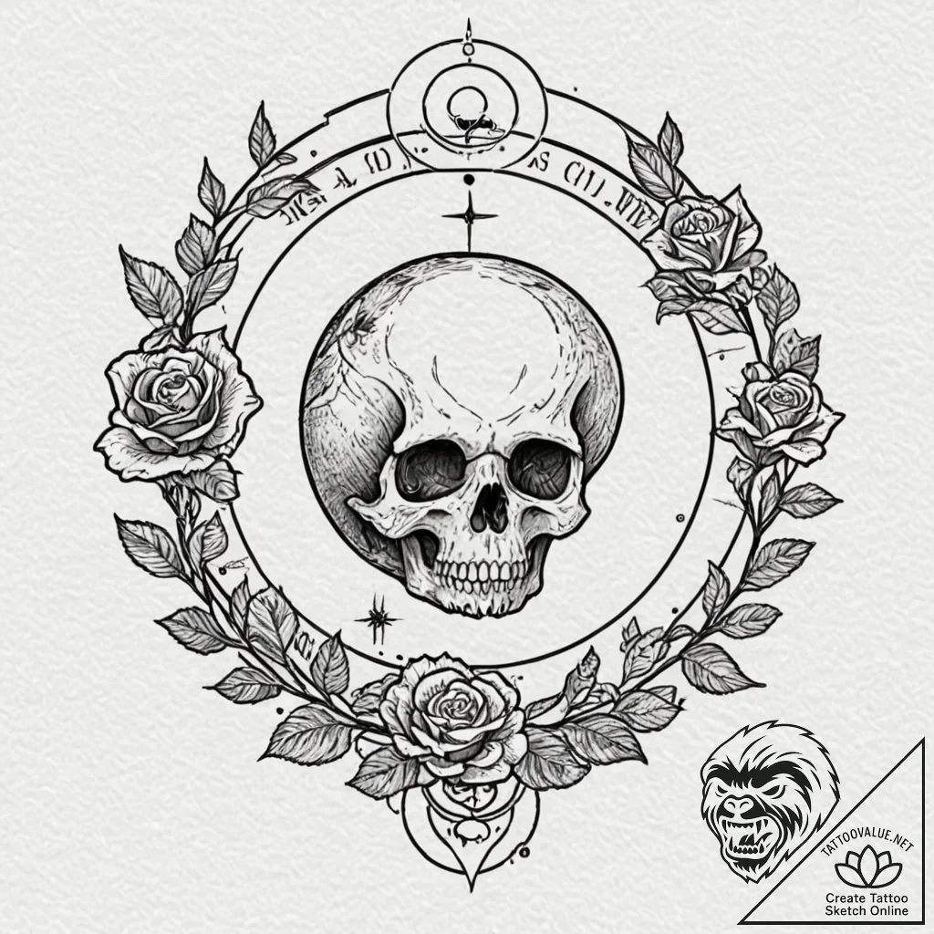 Tattoo sketch a cosmic landscape with the rul... - tattoo sketch (№1752857712_0, 18.07.2025 16:55) — tattoovalue.net