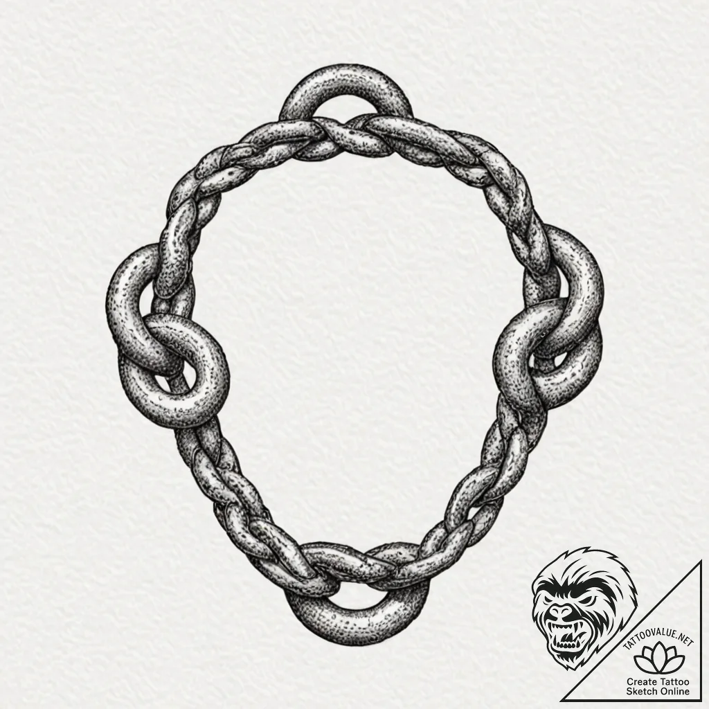 Tattoo sketch a single, unbroken chain link,... - tattoo sketch (№1752858927_0, 18.07.2025 17:15) — tattoovalue.net