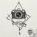 Tattoo design a streamer’s camera with a “liv… – tattoo sketch (№1752859430_0, 18.07.2025 17:23) — tattoovalue.net