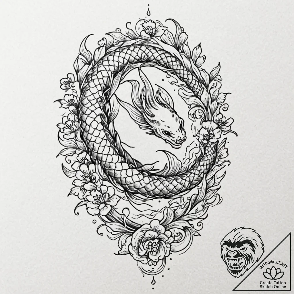 Fish skeleton, tattoo line art, black outline... - tattoo sketch (№1752859771_0, 18.07.2025 17:29) — tattoovalue.net