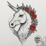 Linework tattoo design of the origami unicorn… – tattoo sketch (№1752859945_0, 18.07.2025 17:32) — tattoovalue.net