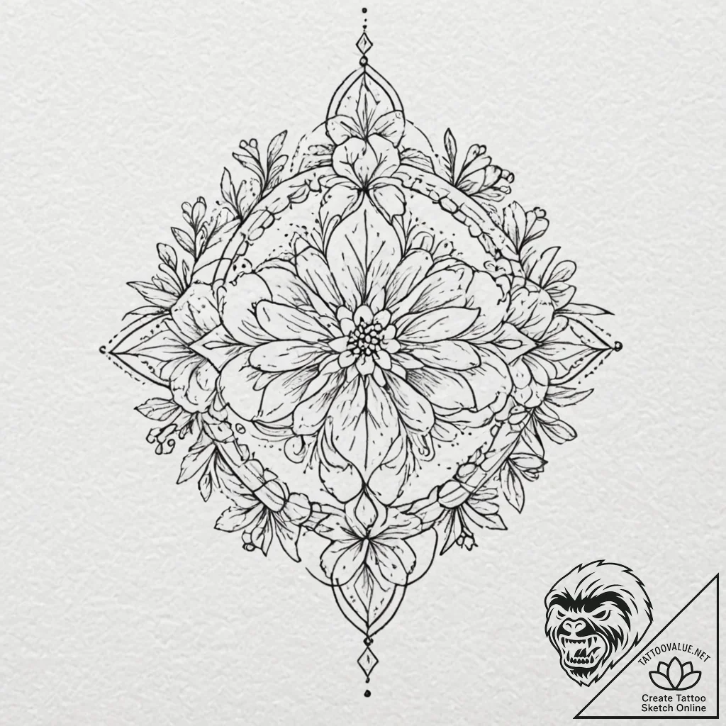 A minimalist tattoo design of the lunitsa sym... - tattoo sketch (№1752860030_0, 18.07.2025 17:33) — tattoovalue.net