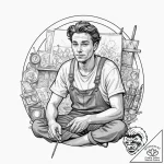 A thoughtful portrait of a painter in their m… – tattoo sketch (№1752860631_0, 18.07.2025 17:43) — tattoovalue.net