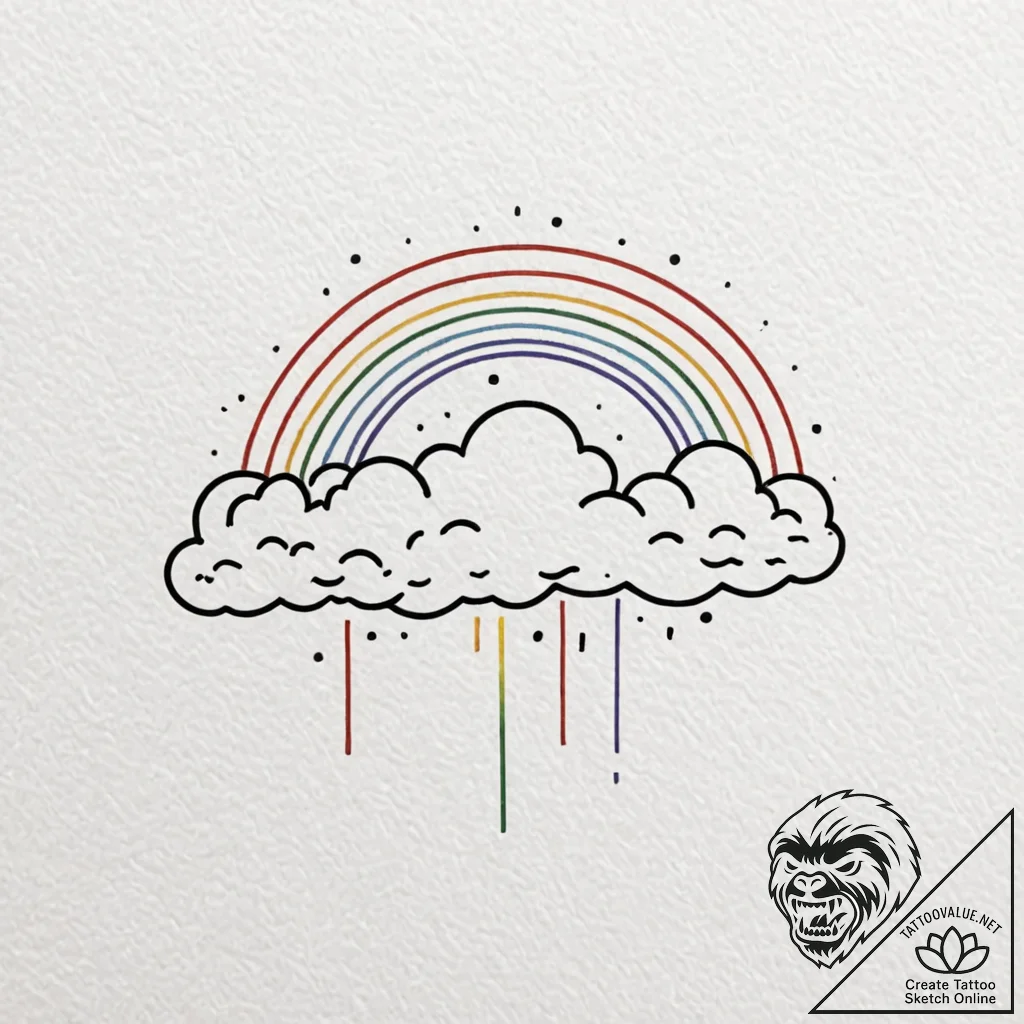 Tattoo sketch a subtle rainbow arc forming be... - tattoo sketch (№1752860805_0, 18.07.2025 17:46) — tattoovalue.net