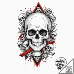 Tattoo design a stylized “game over” screen w… – tattoo sketch (№1752860978_0, 18.07.2025 17:49) — tattoovalue.net