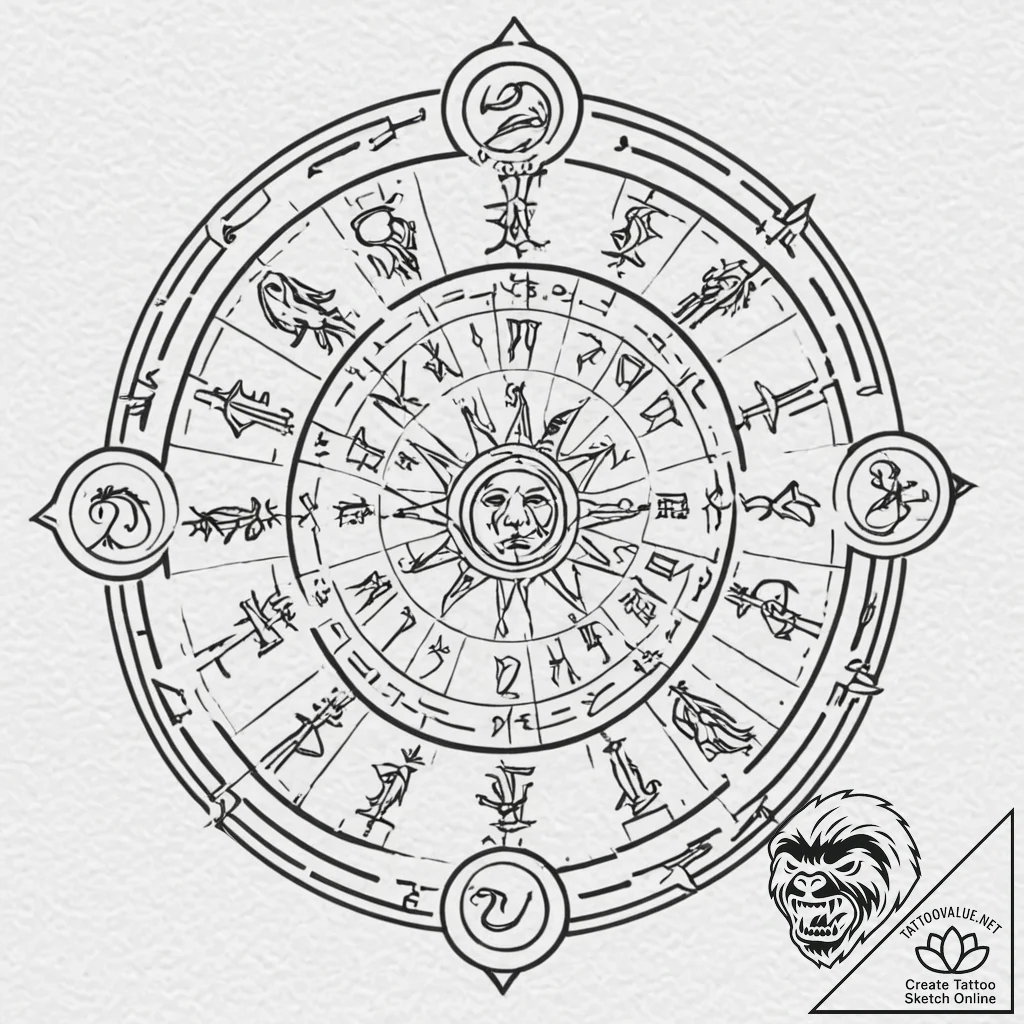 Tattoo sketch a zodiac symbol with elements o... - tattoo sketch (№1752861147_0, 18.07.2025 17:52) — tattoovalue.net