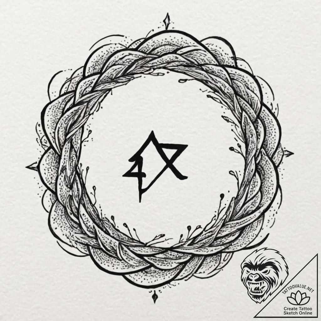 141. tattoo sketch: the rune "potok," its lin... - tattoo sketch (№1752861660_0, 18.07.2025 18:01) — tattoovalue.net