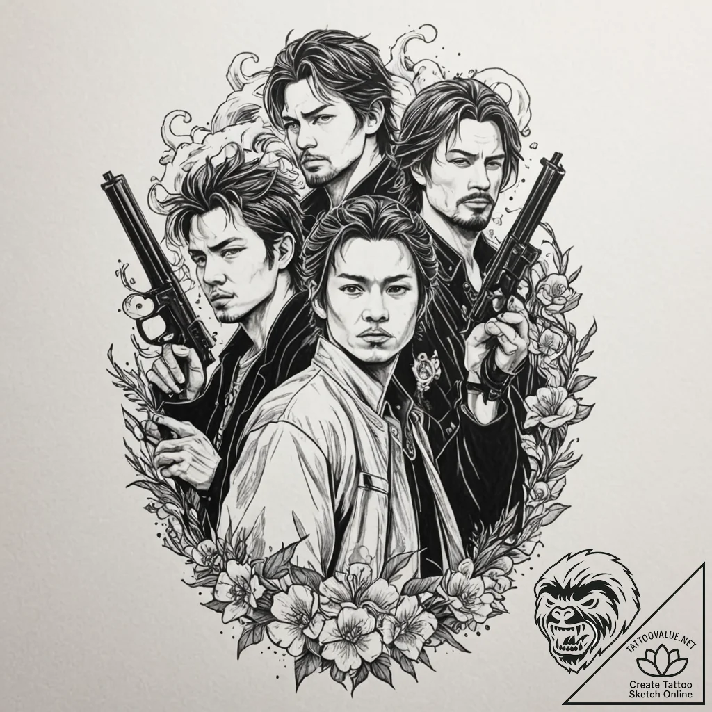 A graphic novel portrait of the main characte... - tattoo sketch (№1752861744_0, 18.07.2025 18:02) — tattoovalue.net