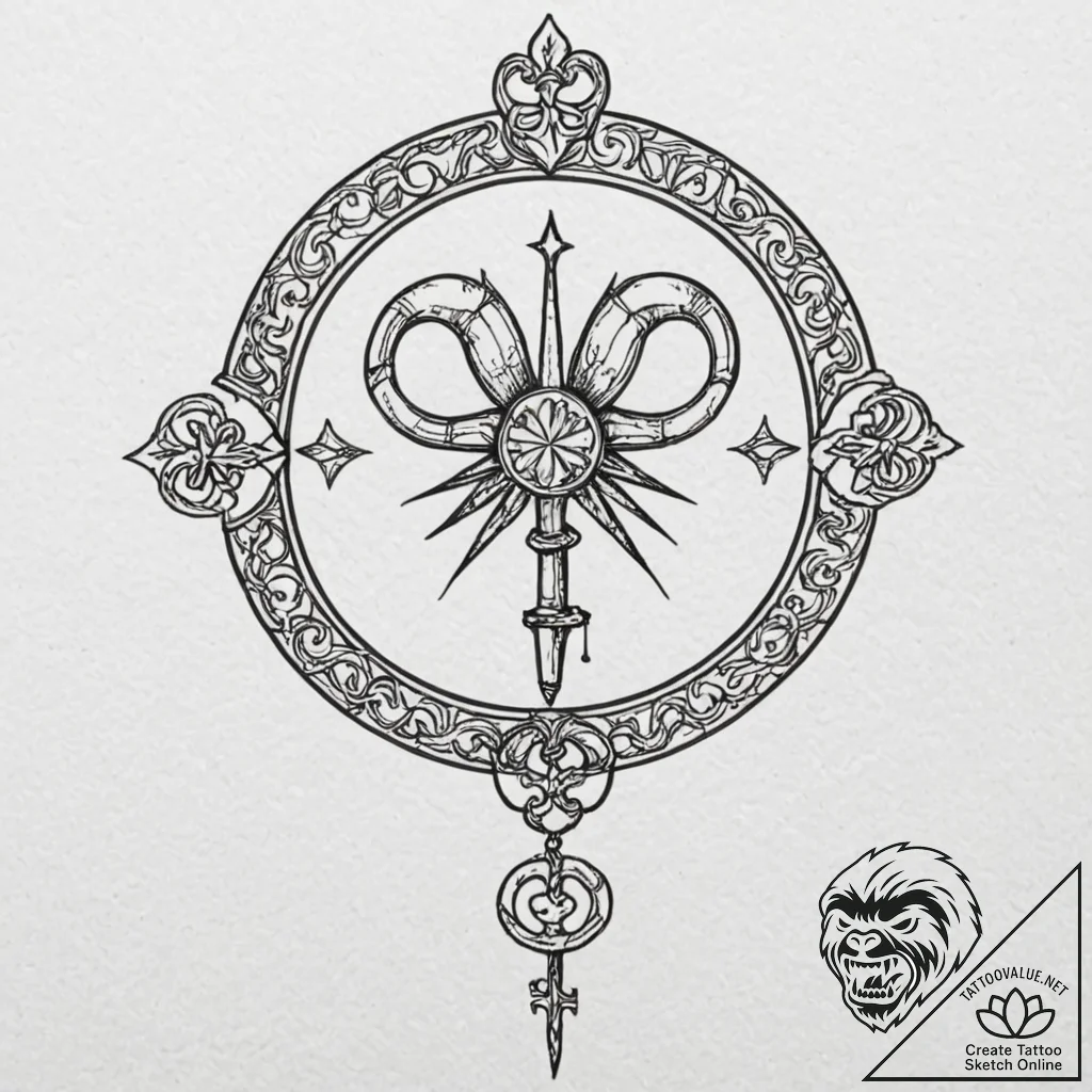 Tattoo sketch a zodiac symbol with a tiny, gl... - tattoo sketch (№1752862508_0, 18.07.2025 18:15) — tattoovalue.net