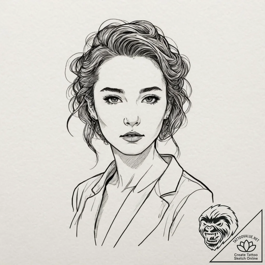 A neo-traditional tattoo of villanelle from k... - tattoo sketch (№1752863353_0, 18.07.2025 18:29) — tattoovalue.net