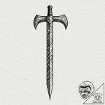 Tattoo sketch a pixelated sword or axe emergi… – tattoo sketch (№1752863610_0, 18.07.2025 18:33) — tattoovalue.net
