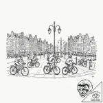 A shot of cyclists waiting for a traffic ligh… – tattoo sketch (№1752864373_0, 18.07.2025 18:46) — tattoovalue.net