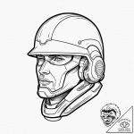 Tattoo design a sleek, futuristic soldier’s h… – tattoo sketch (№1752864631_0, 18.07.2025 18:50) — tattoovalue.net