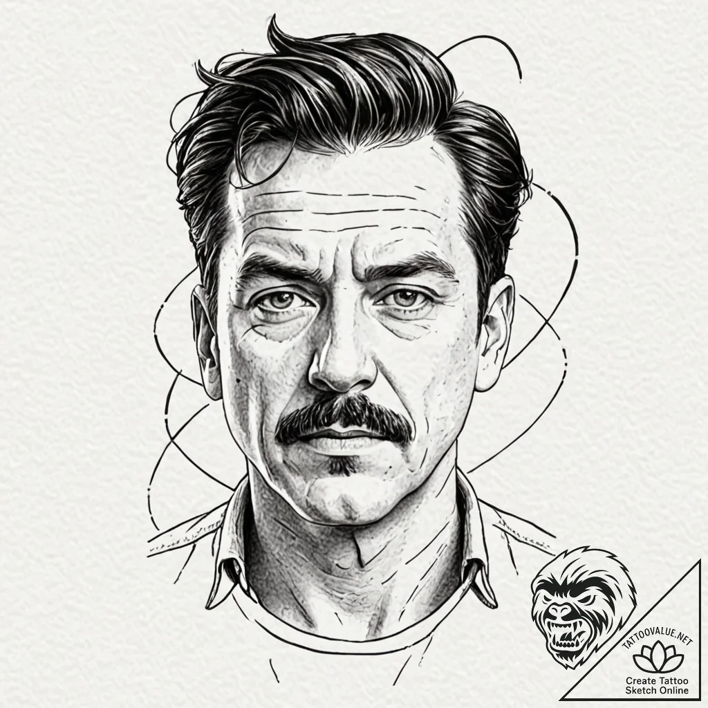 A sketch of roy kent from ted lasso, looking... - tattoo sketch (№1752865663_0, 18.07.2025 19:07) — tattoovalue.net