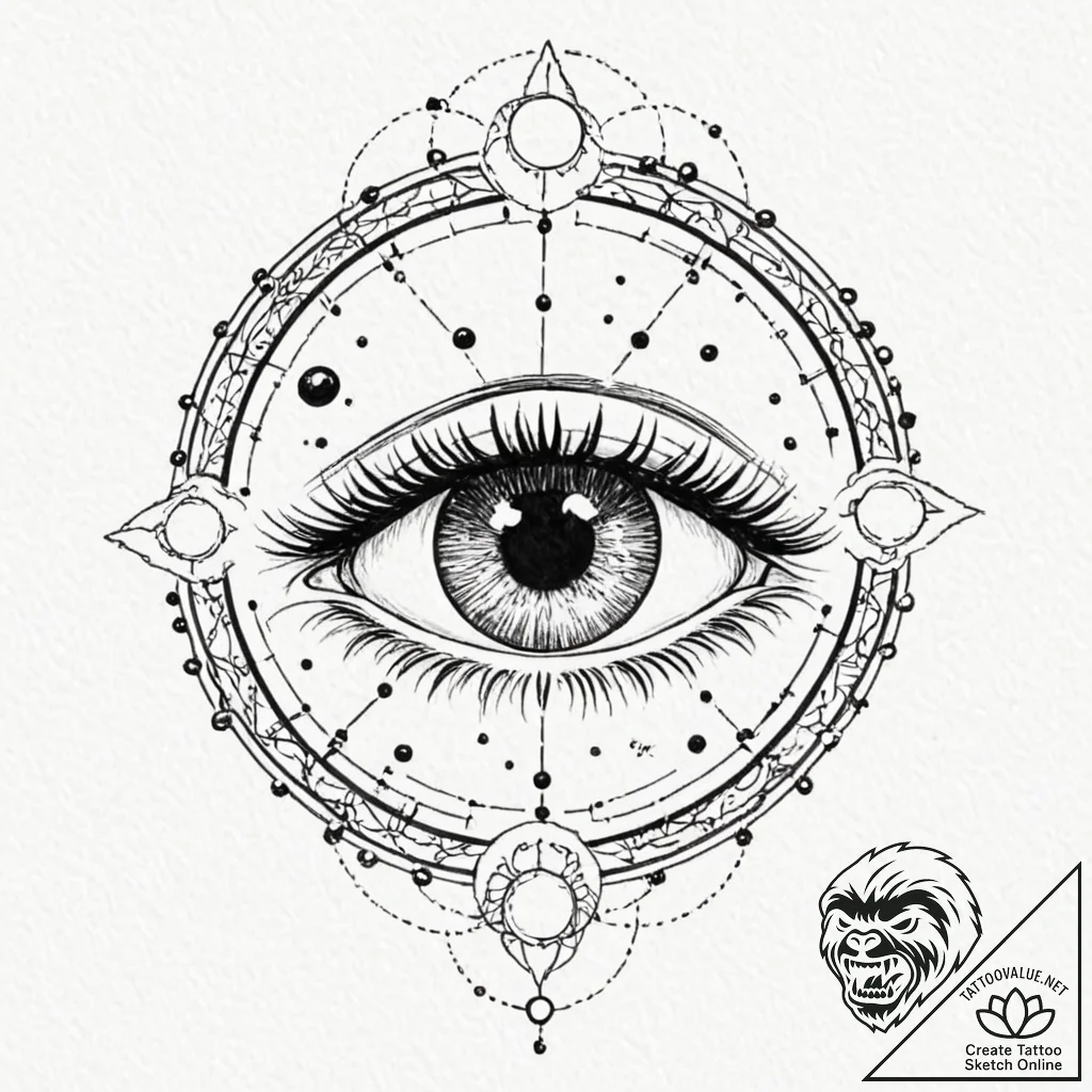 Tattoo sketch a zodiac animal's eye, with the... - tattoo sketch (№1752866515_0, 18.07.2025 19:21) — tattoovalue.net