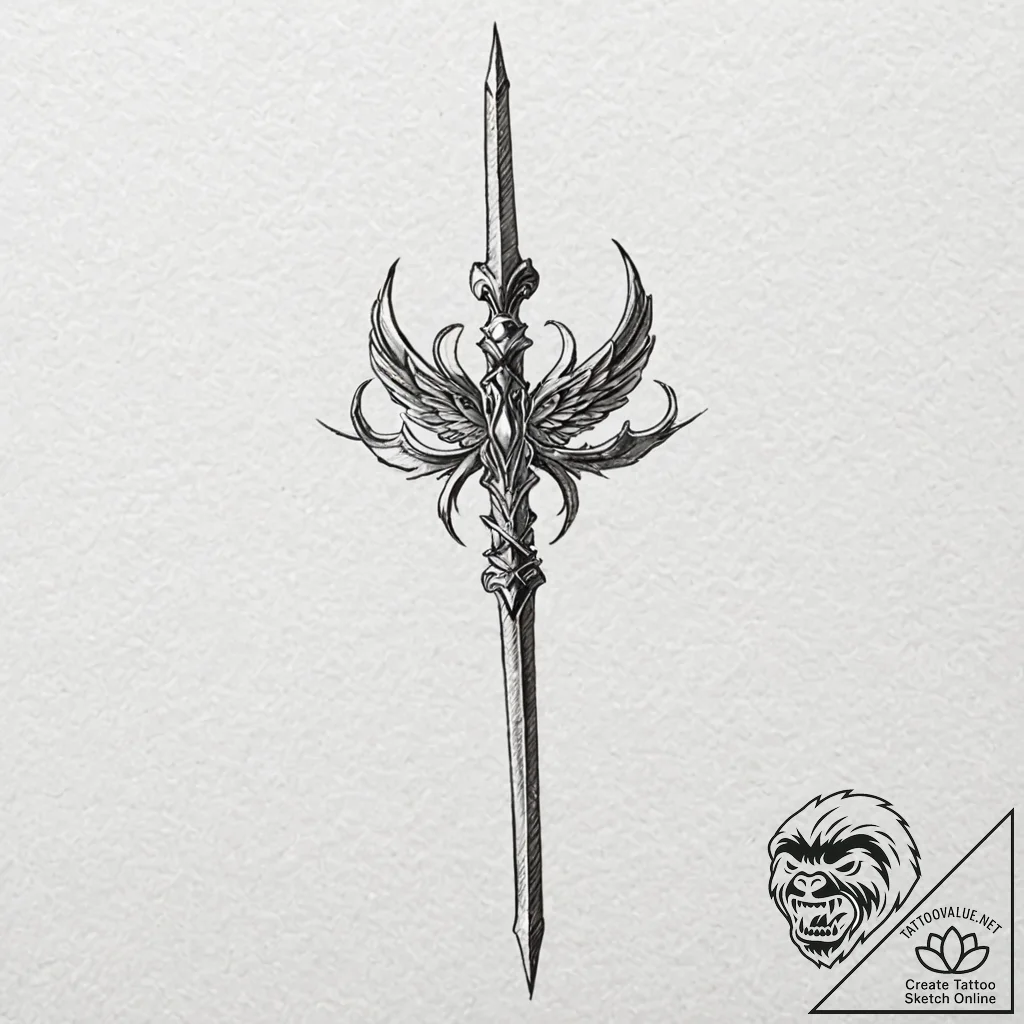 A linework tattoo of the spear of destiny fro... - tattoo sketch (№1752867194_0, 18.07.2025 19:33) — tattoovalue.net