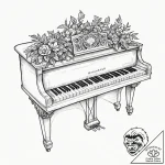A close-up of the keys of a vintage, well-use… – tattoo sketch (№1752867279_0, 18.07.2025 19:34) — tattoovalue.net