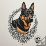 Tattoo design a loyal dog (e.g., a german she… – tattoo sketch (№1752867449_0, 18.07.2025 19:37) — tattoovalue.net