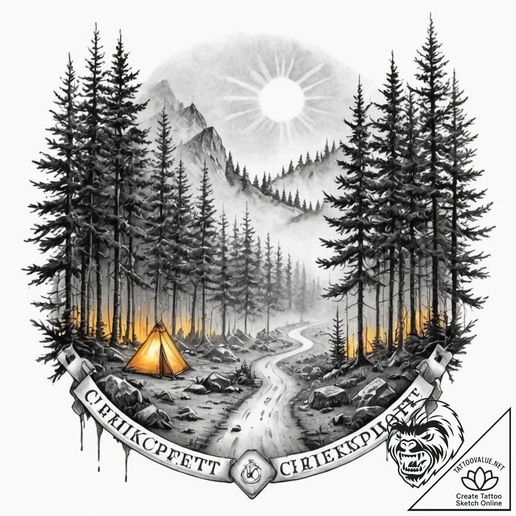 Tattoo sketch a glowing "checkpoint" banner i... - tattoo sketch (№1752867875_0, 18.07.2025 19:44) — tattoovalue.net