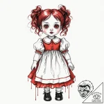 A watercolor sketch of the creepy doll from p… – tattoo sketch (№1752867958_0, 18.07.2025 19:45) — tattoovalue.net
