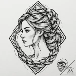 Tattoo design: a stylized female figure with… – tattoo sketch (№1752868044_0, 18.07.2025 19:47) — tattoovalue.net