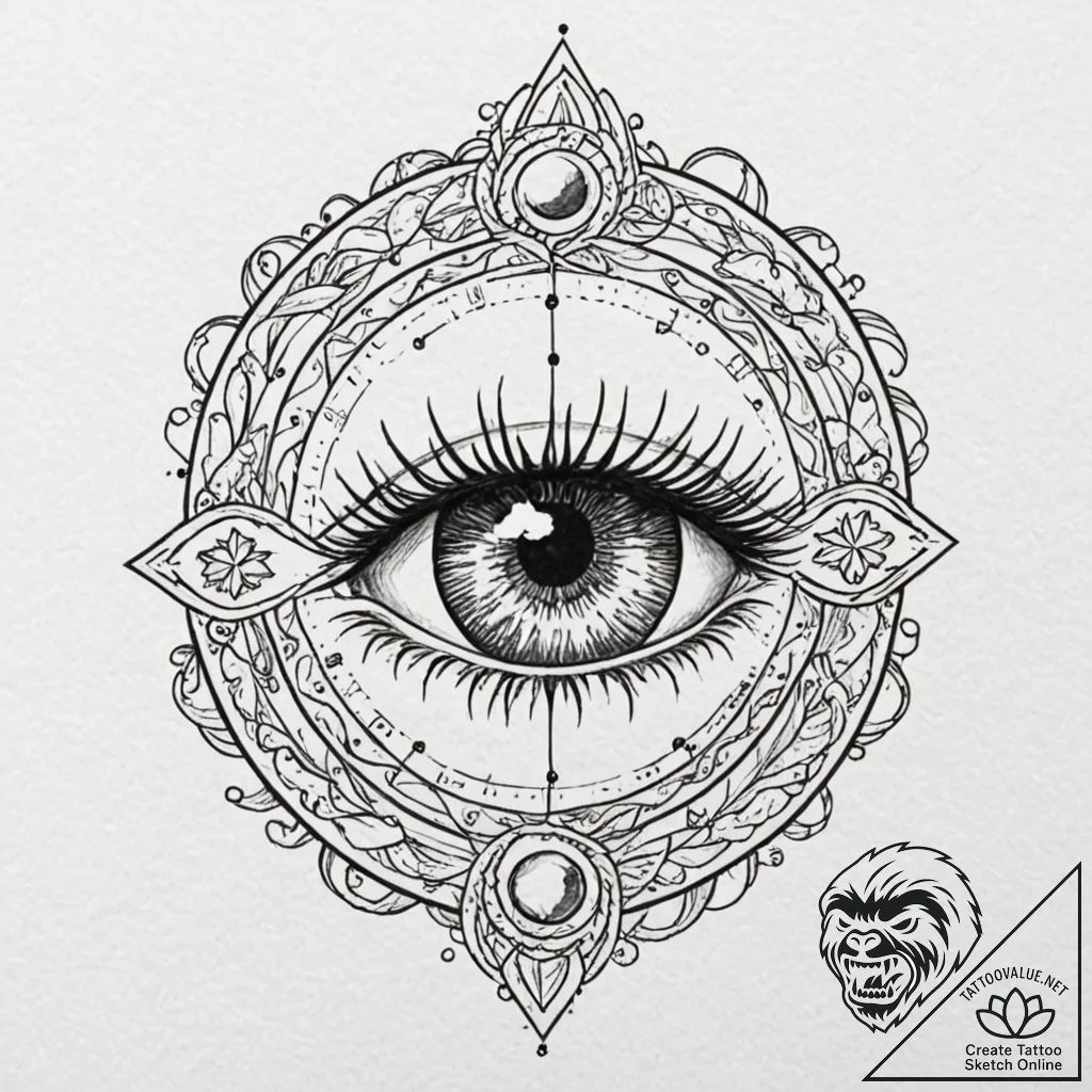 Tattoo design a zodiac animal's eye, highly d... - tattoo sketch (№1752868128_0, 18.07.2025 19:48) — tattoovalue.net