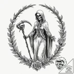 Tattoo sketch: marzanna depicted as a skeleta… – tattoo sketch (№1752868317_0, 18.07.2025 19:51) — tattoovalue.net