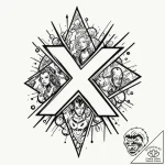 A linework tattoo of the x-men logo,, artisti… – tattoo sketch (№1752868739_0, 18.07.2025 19:58) — tattoovalue.net