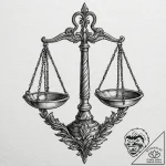 A linework tattoo of the scales of justice, s… – tattoo sketch (№1752868823_0, 18.07.2025 20:00) — tattoovalue.net
