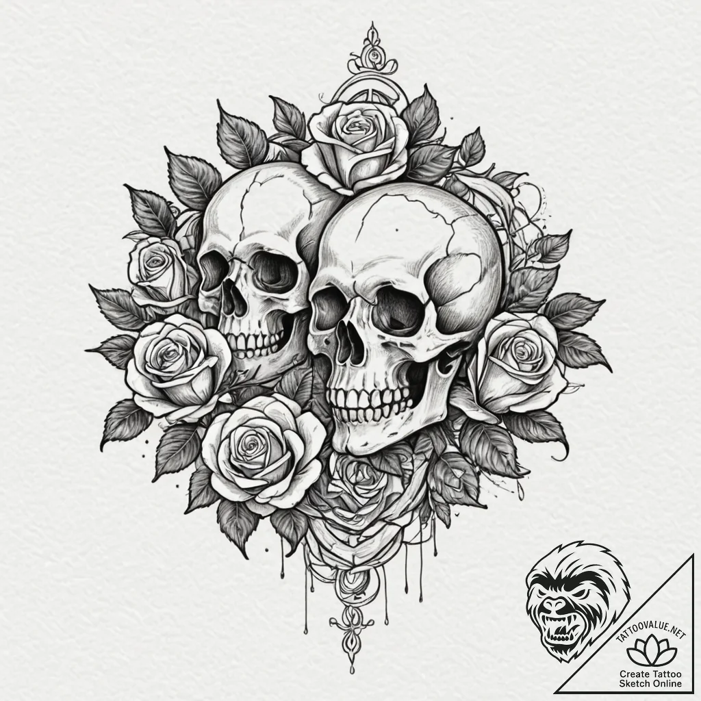 Pin, concept art for tattoo, sepia tone sketc... - tattoo sketch (№1752868993_0, 18.07.2025 20:03) — tattoovalue.net
