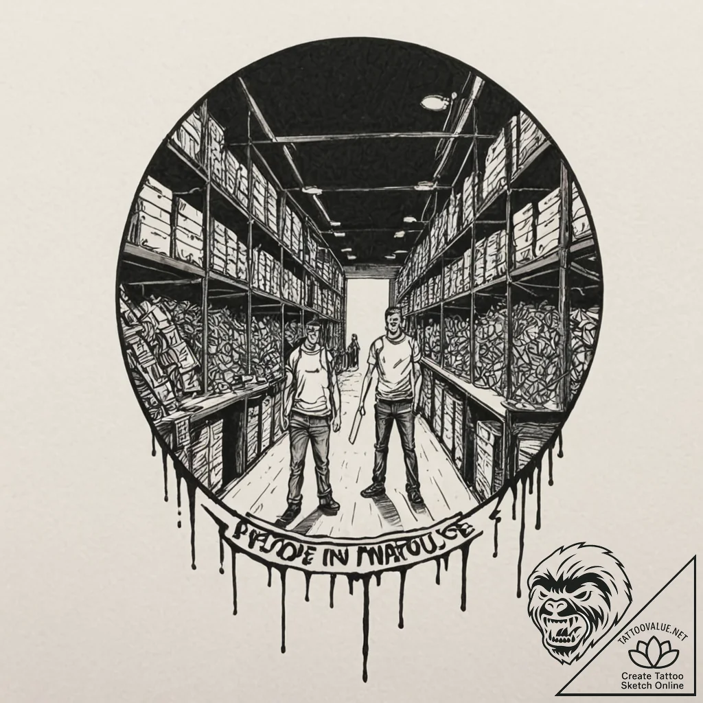 A graphic novel panel of the final standoff i... - tattoo sketch (№1752869164_0, 18.07.2025 20:06) — tattoovalue.net