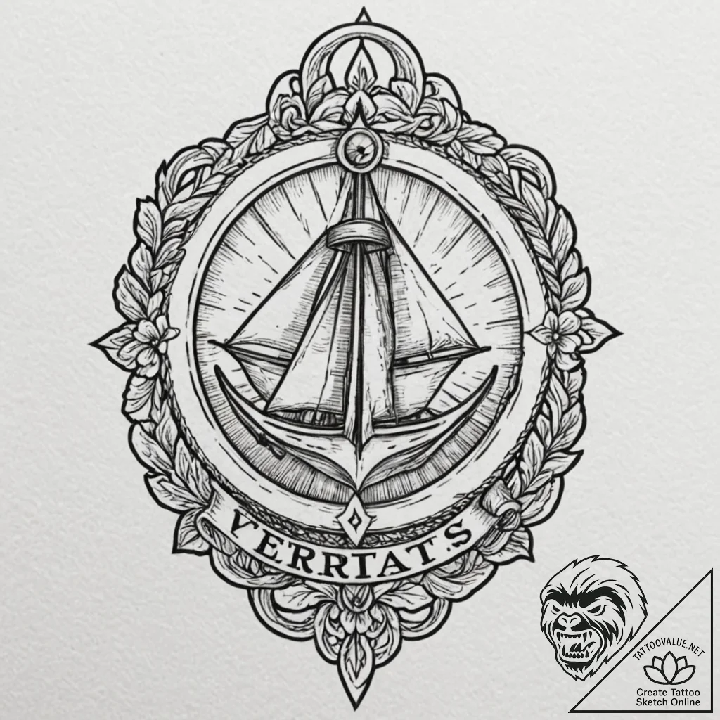 A chicano lettering tattoo of "veritas" and "... - tattoo sketch (№1752869336_0, 18.07.2025 20:08) — tattoovalue.net