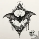 A neo-traditional tattoo of the bat-signal in… – tattoo sketch (№1752869679_0, 18.07.2025 20:14) — tattoovalue.net