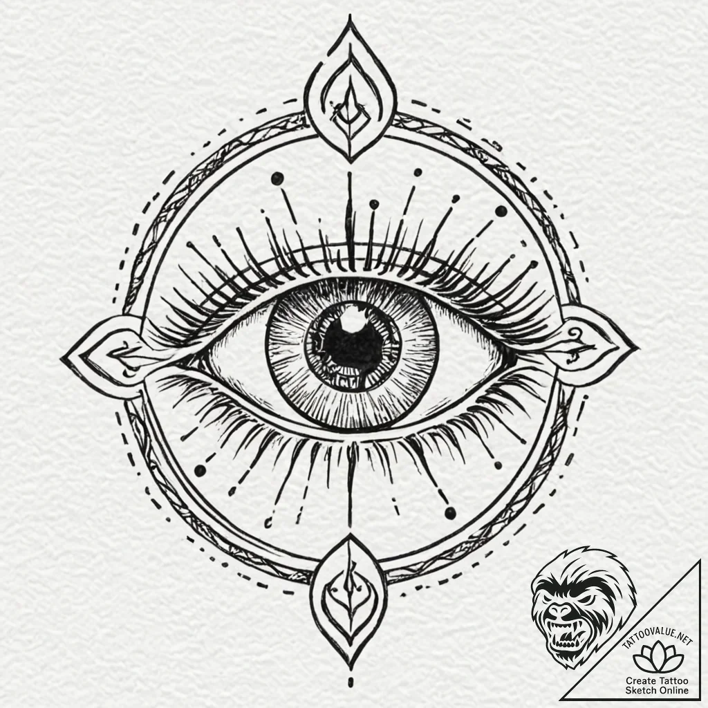 Tattoo sketch a neo-traditional eye with the... - tattoo sketch (№1752869849_0, 18.07.2025 20:17) — tattoovalue.net