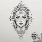 Tattoo design: perun’s face, half-shadowed, h… – tattoo sketch (№1752869934_0, 18.07.2025 20:18) — tattoovalue.net