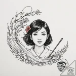 A graphic novel portrait of amélie poulain, w… – tattoo sketch (№1752870017_0, 18.07.2025 20:20) — tattoovalue.net