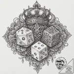Tattoo design a pair of dice with crowns on t… – tattoo sketch (№1752870103_0, 18.07.2025 20:21) — tattoovalue.net