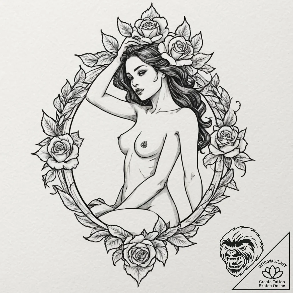 Tattoo sketch a delicate but strong female si... - tattoo sketch (№1752870188_0, 18.07.2025 20:23) — tattoovalue.net
