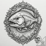 Piranha, tattoo drawing outline, neo traditio… – tattoo sketch (№1752870950_0, 18.07.2025 20:35) — tattoovalue.net