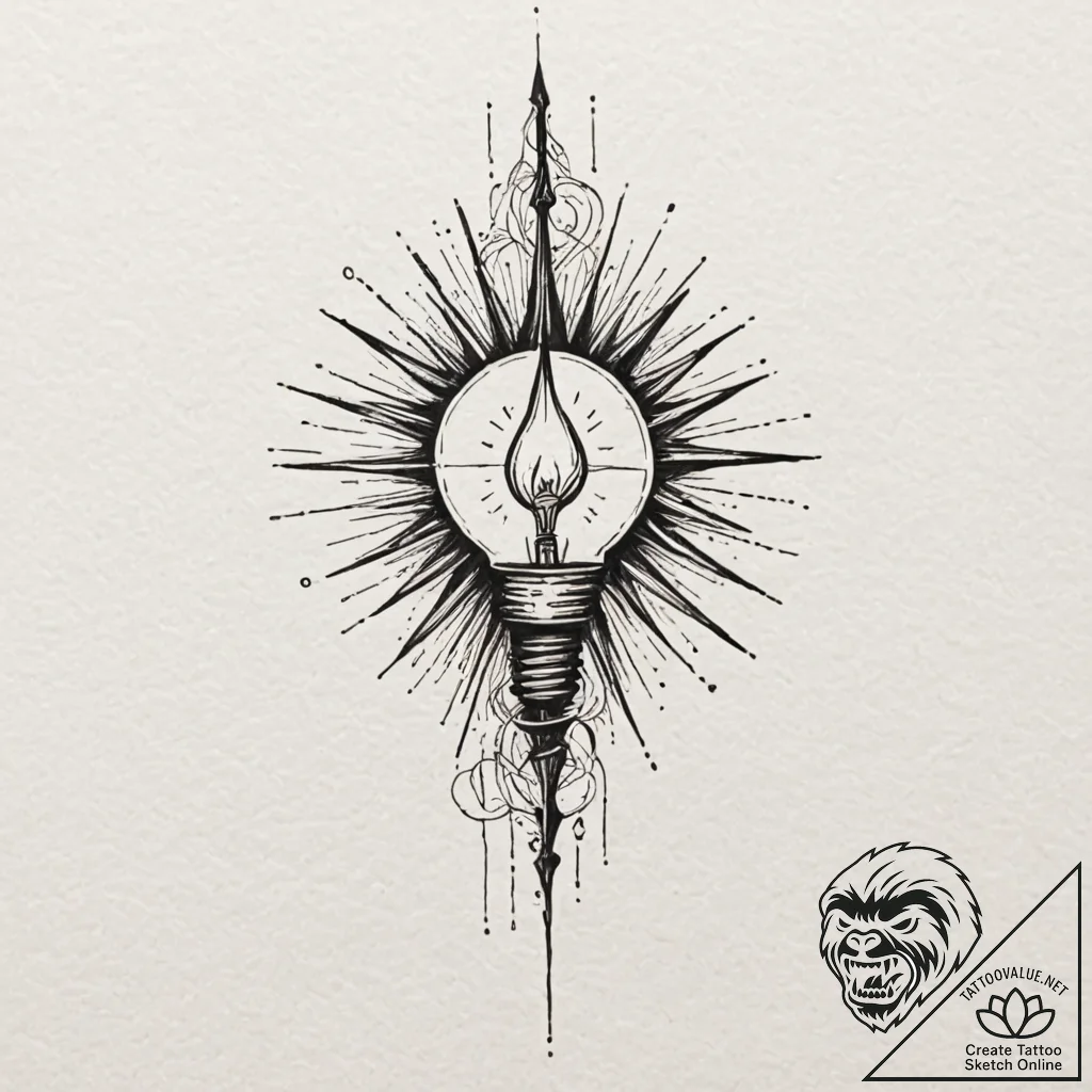 Tattoo sketch a single, glowing light in a va... - tattoo sketch (№1752872483_0, 18.07.2025 21:01) — tattoovalue.net
