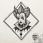 Harlequin, tattoo flash sheet design, on a cl… – tattoo sketch (№1752872569_0, 18.07.2025 21:02) — tattoovalue.net