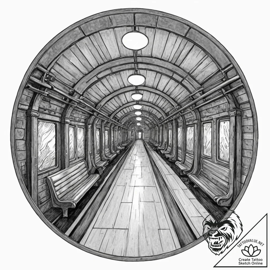 The eerie, quiet atmosphere of a deserted sub... - tattoo sketch (№1752872823_0, 18.07.2025 21:07) — tattoovalue.net