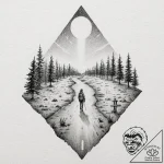 Tattoo sketch a lone figure standing at the c… – tattoo sketch (№1752873333_0, 18.07.2025 21:15) — tattoovalue.net