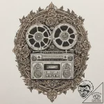 A linework tattoo of a tape recorder, the mai… – tattoo sketch (№1752873585_0, 18.07.2025 21:19) — tattoovalue.net