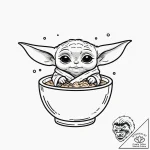 Sketch style design of grogu (baby yoda) sipp… – tattoo sketch (№1752874500_0, 18.07.2025 21:35) — tattoovalue.net
